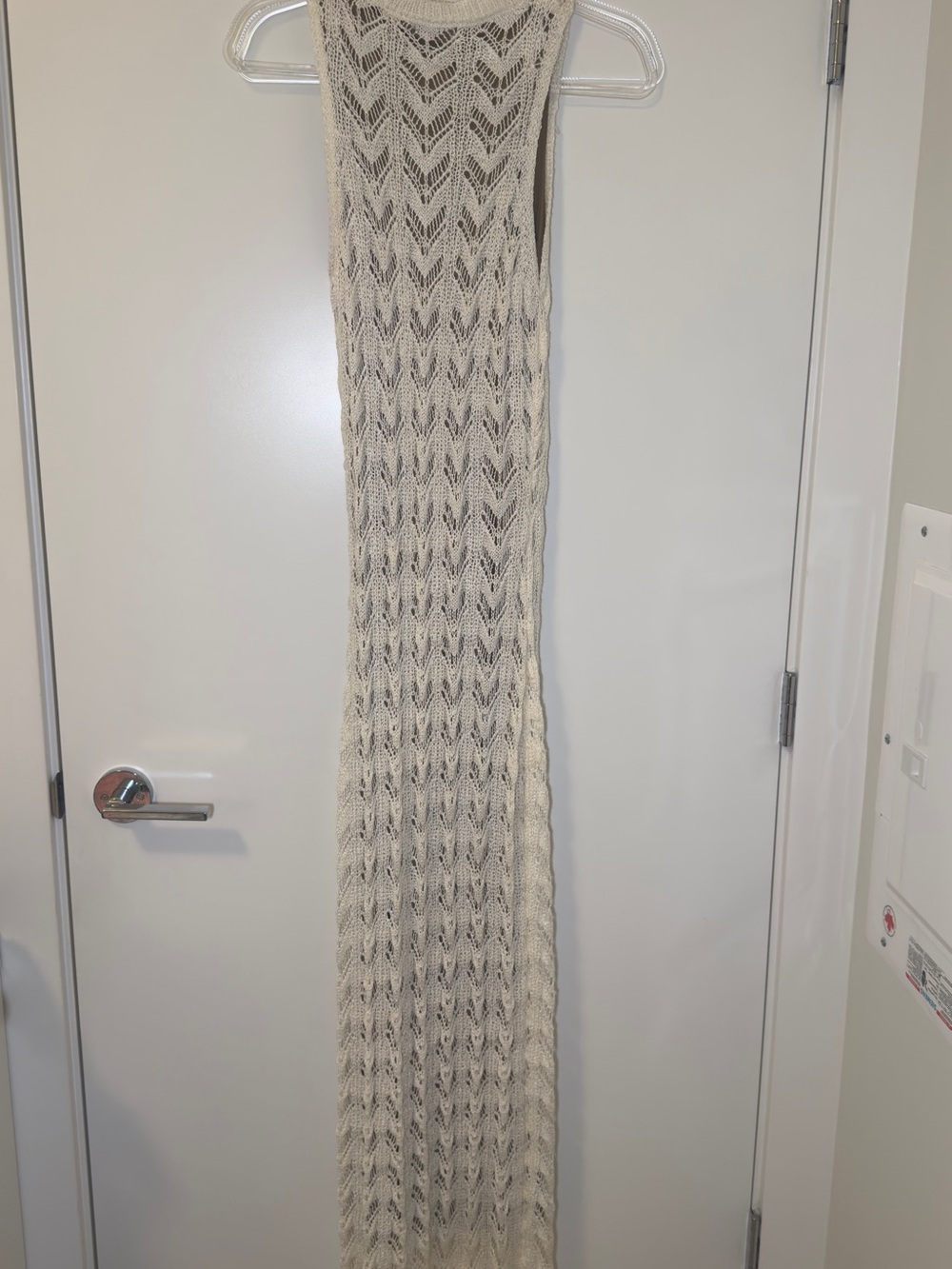Crochet Knit Maxi Dress in Cream